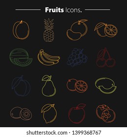 Set of fruits icons. Vector illustration.