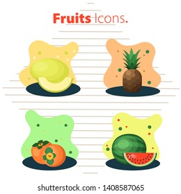 Set of fruits icons. Vector illustration. Concept.
