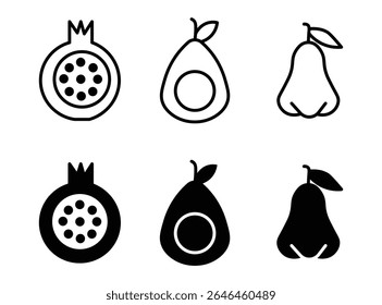 Set of fruits icons vector illustration. Fruits - thin line web icon set. icons bundle isolated on white background. Editable stroke.