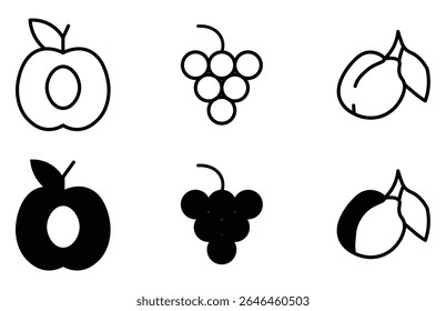 Set of fruits icons vector illustration. Fruits - thin line web icon set. icons bundle isolated on white background. Editable stroke.