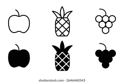 Set of fruits icons vector illustration. Fruits - thin line web icon set. icons bundle isolated on white background. Editable stroke.