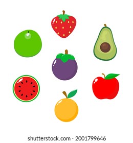 Set of fruits illustration. Simple apple vector illustration for icon, logo, clothing, kids book or application or website element, science for children, toy design, educational media