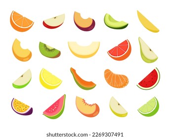 Set of fruits isolated on white background