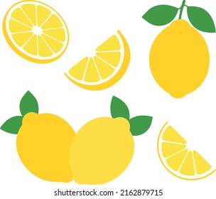Set fruits lemons vector illustration