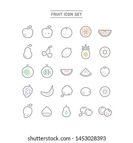 set of Fruits Line icons.