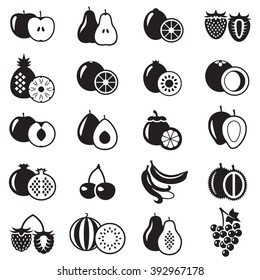 Set of fruits monochrome icons vector illustration