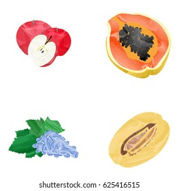 Set of fruits on a white background, Vector illustration
