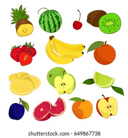 Set Fruits On White Background Stock Vector (Royalty Free) 649867738 ...