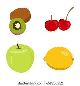 Set of fruits on a white background, Vector illustration