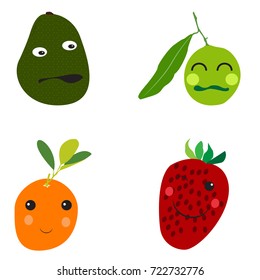 Set of fruits on a white background, Vector illustration