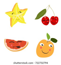 Set of fruits on a white background, Vector illustration