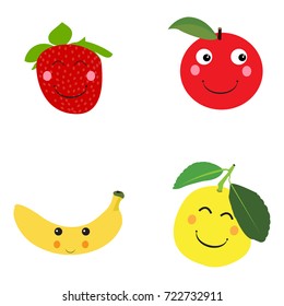 Set of fruits on a white background, Vector illustration