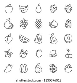 set of fruits plant icon with simple outline and modern concept, editable stroke, use for food infograph and culinary website, containt such as vegertarian, green, healthy food, vitamin vector eps 10 