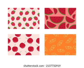 set of fruits seamless pattern. Fruits seamless pattern collection vector.