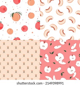 Set of fruits seamless patterns