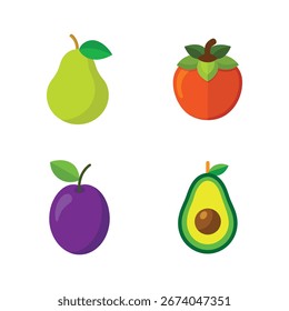 Set of fruits seasonal elements bundle.