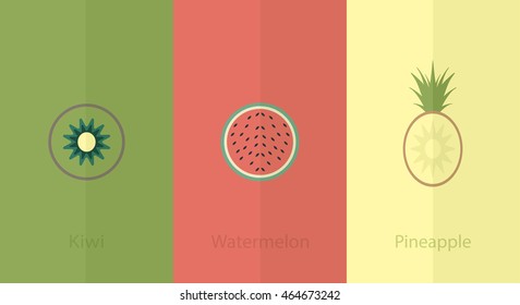 Set of fruits Slices: Vector Illustration