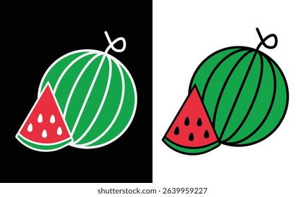 Set of fruits. Summer fruit collection. Fruits watermelon. Vegetarian and ecology food. Vector illustration.