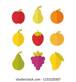 Set of fruits vector, flat style