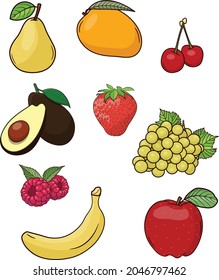 Set of fruits vector illustration