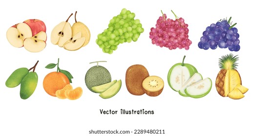 Set of fruits vector illustration