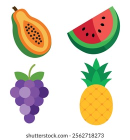 Set of Fruits Vector Illustration