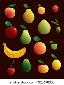Set of  fruits. Vector illustration. 