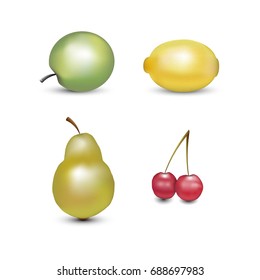 Set of fruits, vector illustration, isolated on white.