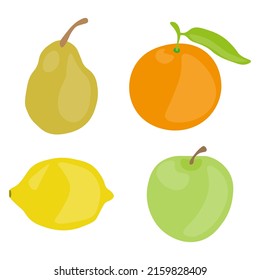 Set of fruits vector illustrations. Flat design, food elements isolated