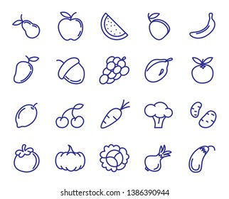 
Set of Fruits Vector Line Icons. 64x64 Pixel 
