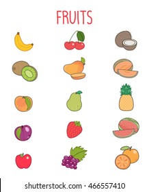 Set of fruits vectors isolated on white background


