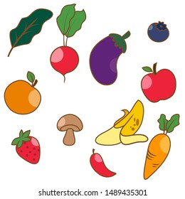 Set of fruits and vegetables