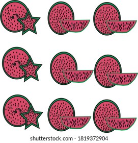 Set of fruits and vegetables.