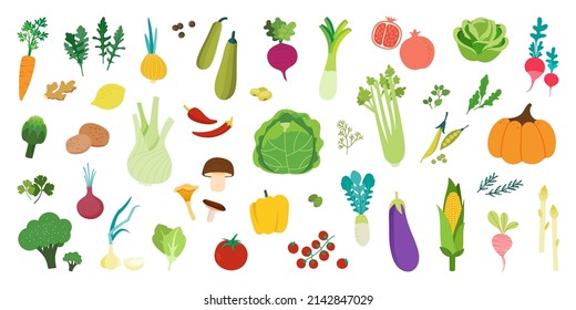 Set of fruits and vegetables