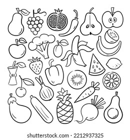 Conjunto de frutas y verduras.