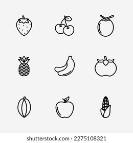 set of fruits and vegetables