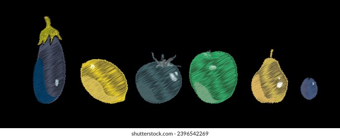 Set of fruits and vegetables 