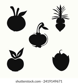 set of fruits and vegetables