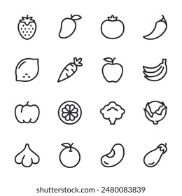 set of fruits and vegetables