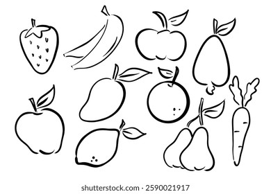 set of fruits and vegetables