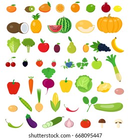 A set of fruits and vegetables.