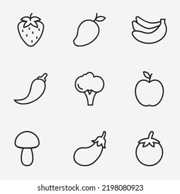 set of fruits and vegetables icon