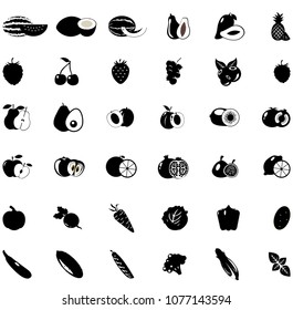 Set of fruits and vegetables icons