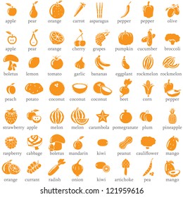 Set of fruits and vegetables icons