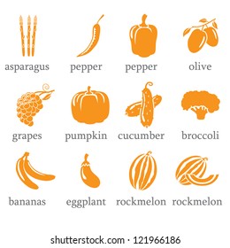 Set of fruits and vegetables icons