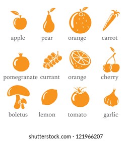 Set of fruits and vegetables icons