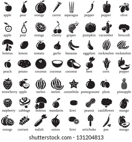 Set of fruits and vegetables icons