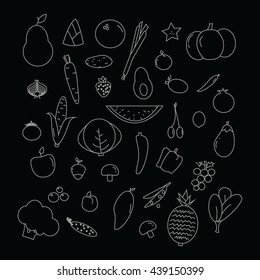 Set of fruits and vegetables icons 