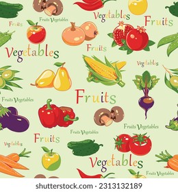 Set of fruits and vegetables. Vector. Green. natural vitamins