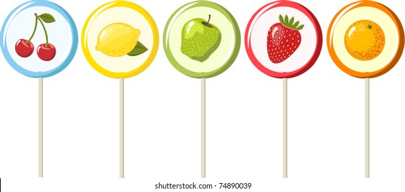 Set of the fruity lollipops